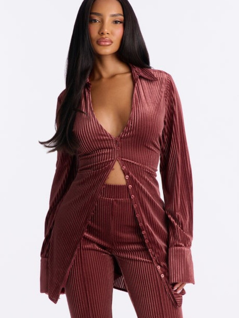 Too Early To Tell Velvet Pant Set In Rose